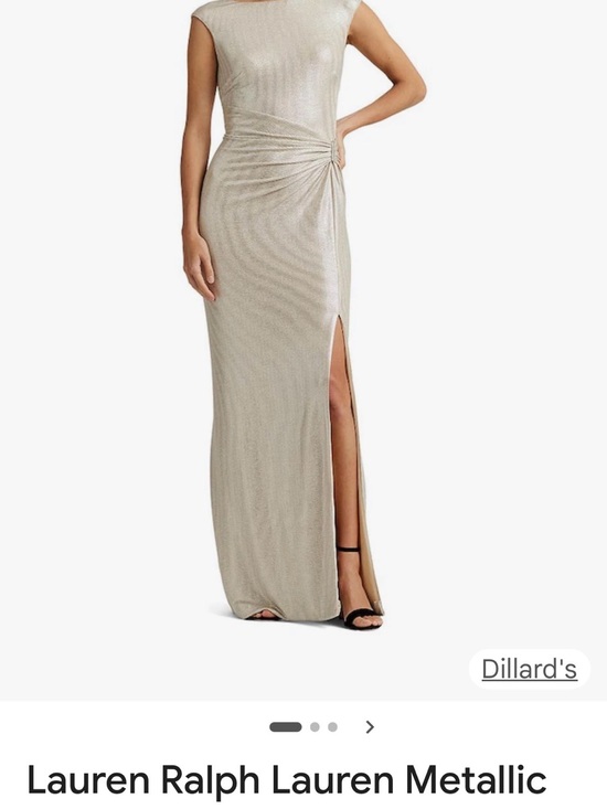 Ralph Lauren Dresses & Skirts - Ralph Lauren Silver Metallic Sleeveless Maxi Dress with Side Knot